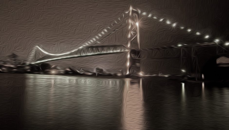 Ponte Hercílio Luz, à noite